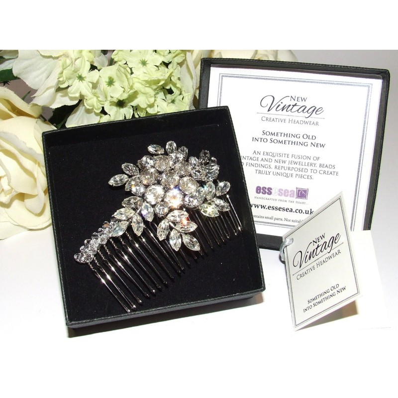 Sparkle Cluster One-of-a-Kind Wedding Hair Comb 'New Vintage' Range by Essesea
