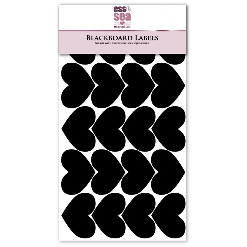 20 Small Heart Blackboard Labels Chalkboard Stickers (40mm x 30mm)