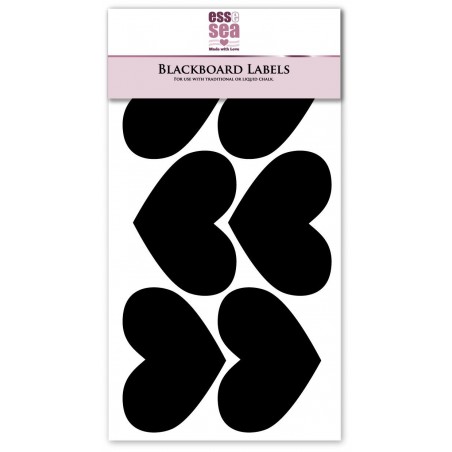 Six Heart Blackboard Labels Kitchen Chalkboard Stickers (70mmx50mm)