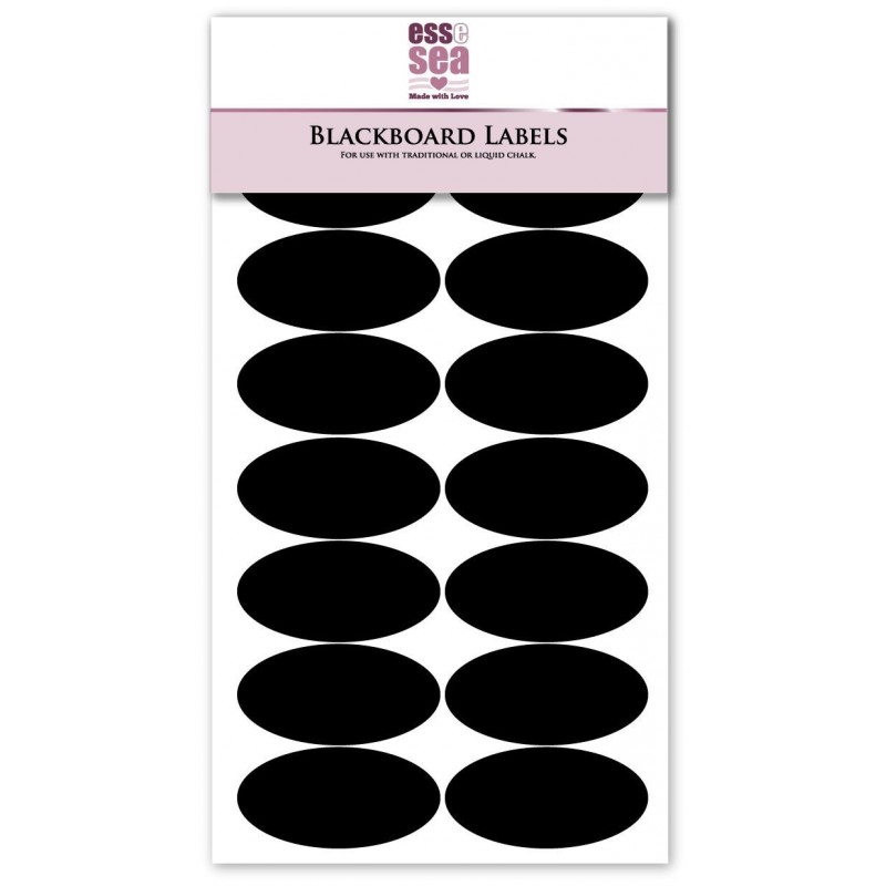 16 Oval Medium Blackboard Labels Chalkboard Stickers (50mm x 25mm)