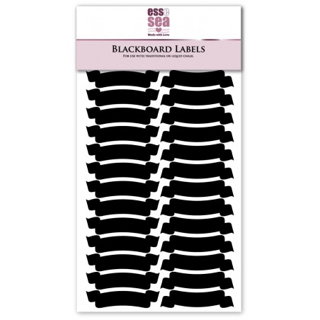30 Small Scroll Blackboard Labels Ribbon Herb and Spice Jar Chalkboard Stickers (50mm x 12mm)