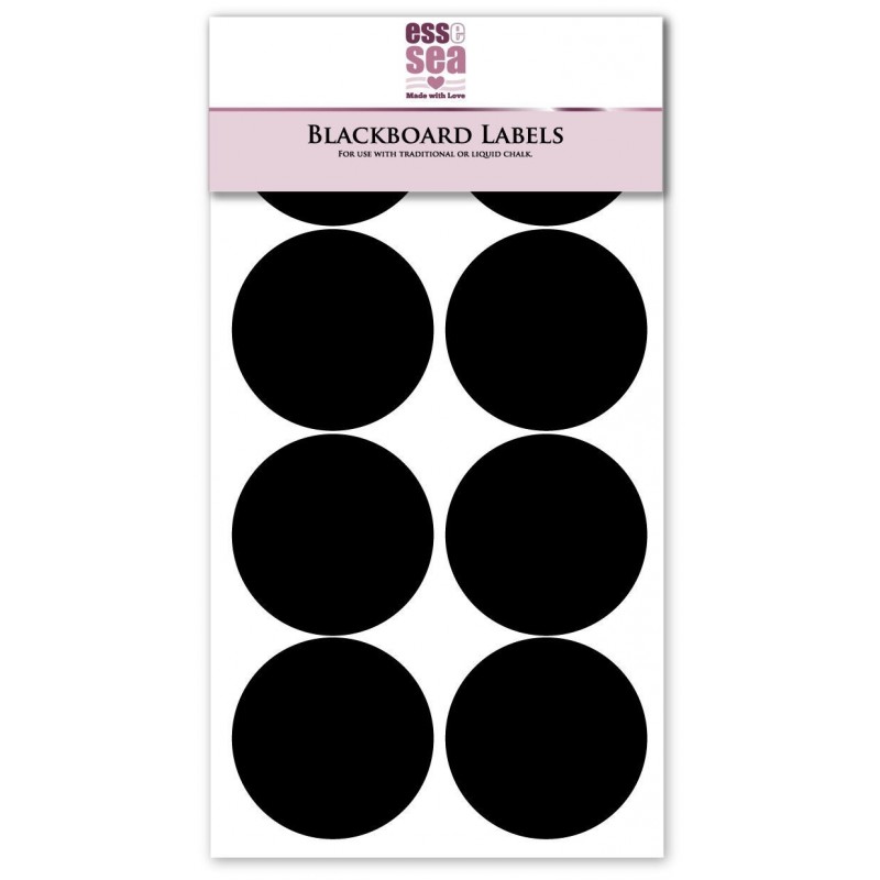 8 Round Blackboard Labels Circular Chalkboard Stickers (50mm)